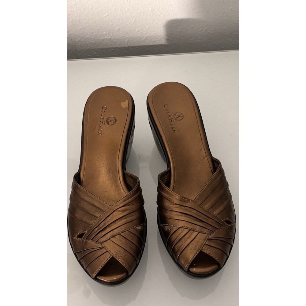 Cole Haan Bronze Leather Slide Sandals Women’s Size7.5B